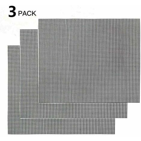 Grille de barbecue,Grille Barbecue Tapis de Cuisson Antiadhésif 3 Pièces - Feuille de Cuisson Réutilisable Résistante à la Chaleur de Gril, pour Le Barbecue D'intérieur et Extérieur (Noir, 42 (1/4)