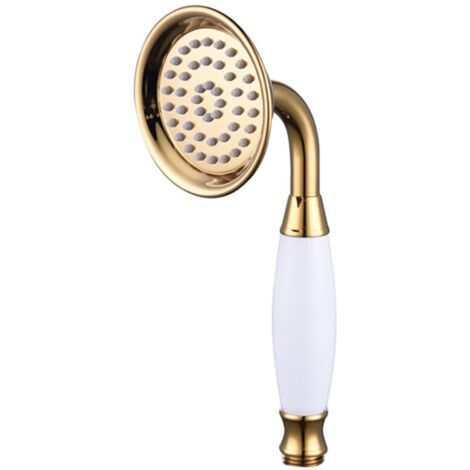 Serbia – Pommeau de douche en laiton céramique or – Douchette ronde – Résistance à la rouille – Débit d'eau agréable – Installation facile