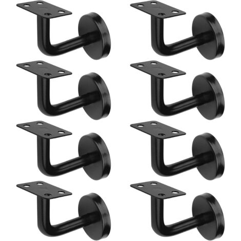 Paryou – Lot de 8 supports de main courante en acier inoxydable 201 – Charge 60 kg – Pour rampes intérieures et extérieures – Finition noire (1/4)