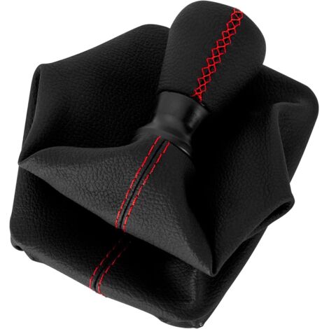 Soufflet De Levier De Vitesse En Cuir Synthétique Noir Triple Couture – Housse Sur-Mesure Pour Peugeot 206 (1998-2010)