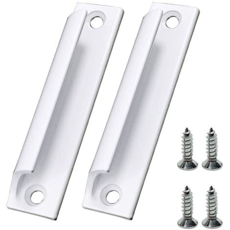 2 Pièces Poignée Blanc de Porte Coulissante Poignée Meuble en Alliage d'Aluminium Poignée de Fenêtres avec Vis (1/4)
