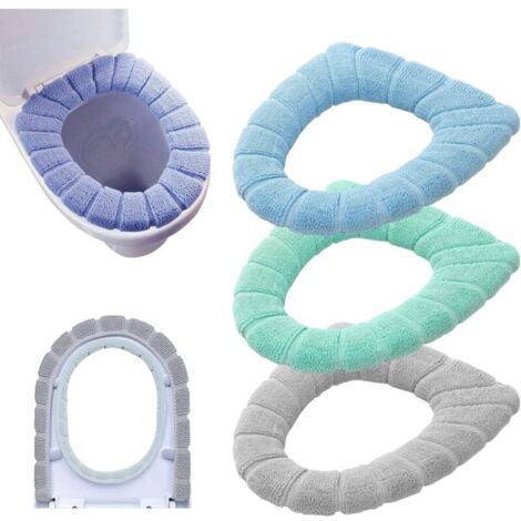 Lot de 3 Housses de Siège de Toilette Lavables Extensibles Douces Épaisses pour Salle de Bain (1/2)