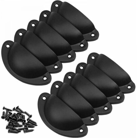 Boutons de Porte Lot de 10 Noir Poignées Boutons de Meuble Vintage Boutons de Tiroir Metal Coquille et Bouton de Meuble pour Placards Armoire Commode Tiroirs (1/4)