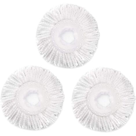Lot de 3 Recharges en Microfibre pour Balai Rotatif 360° – Compatible Hurrica Mopnad Cassabel – Blanc (1/4)