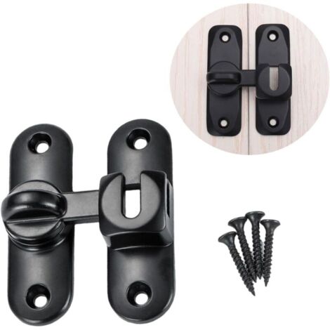 Serrure de porte coulissante à 90 degrés en acier inoxydable avec vis, pour cuisine, chambre, salle de bain, noir (1/4)