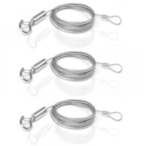 Câble en Acier Inoxydable,3 pièce Câbles Métalliques Réglables 2m x 1,5mm Fil de Suspension Réglable Fil Suspension Cadre pour Vêtements Lumières Photos (1/4)