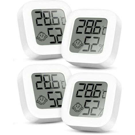 Mini Thermo-Hygromètre Numérique LCD – 4 Pièces pour Chambre Bébé, Salon, Bureau, Serre ou Cave à Vin Ortviai (1/4)