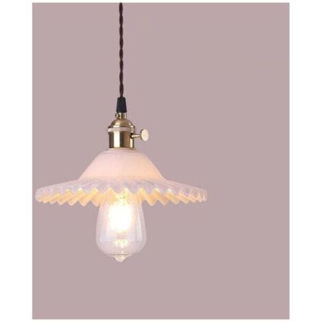 Suspension Plafonnier Industrielle Vintage en Verre Blanc E27 Éclairage Retro pour Intérieur (1/4)
