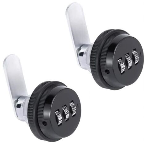 Lot De 2 Pcs (Noir)3 Code À Chiffres Combinaison Serrure À Came Serrure Armoire 19x30mm Serrure À Code Pour Casier Garde-Robe Classement De Porte Cabinet Boites Aux Lettres Tiroir Placard (1/4)