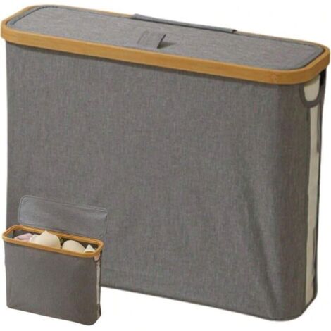 Étagère de rangement pliable avec couvercle pour papier toilette, gris, multifonction (1/4)