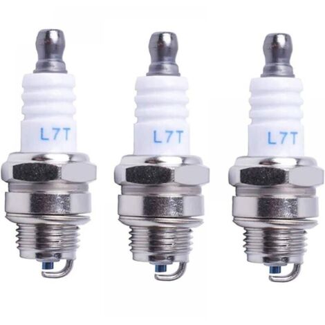 Bougie d'allumage L7T Tronçonneuse Tondeuse à gazon Petit Moteur Accessoire Pièces Compatible avec Hus-qvarna Rep NGK BPMR7A 4626 Equivalence RCJ6Y Champion Bosch WSR6F,Pack de 3 (1/4)