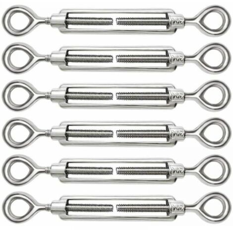 Lot de 6 tendeurs de câble réglables M5 en acier inoxydable 304, œillets et œillets pour tendeur de câble métallique, crochets et accessoires (1/4)