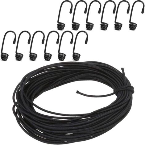 Corde Élastique 4mm x 20m avec 12 Crochets pour Bâche et Transport Sécurisé (1/4)