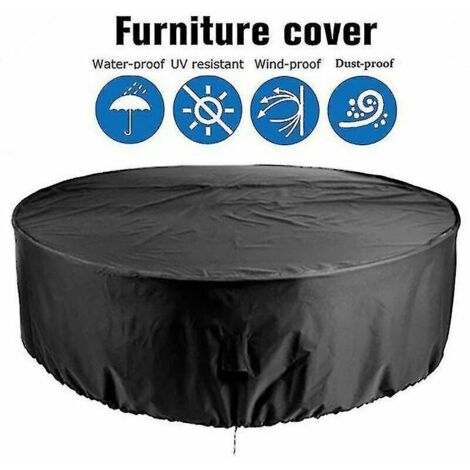 Housse ronde imperméable pour table et chaises de jardin 120x75 cm résistante UV et décoloration (1/4)