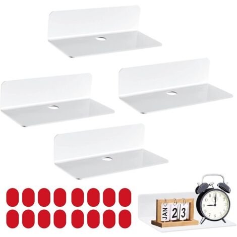 Étagère Murale Blanche Sans Perçage 23 cm Lot de 4 Pour Chambre Salon Salle de Bain Cuisine Bureau (1/4)