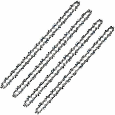 Chaîne Tronçonneuse 52 Maillons 3/8" LP 1,3 mm Faible Rebond Lot de 4 pour Guide 14" (1/4)