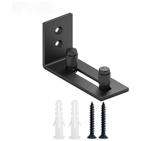 Lot de 2 guides de sol pour porte coulissante de grange - Noir (1/4)