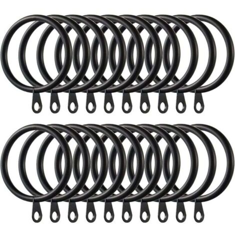40Pièces Anneaux de Rideau, Anneaux de Suspension en Métal de Rideaux pour Rideaux et Tringles, 38mm Diamètre Intérieur (Noir) (1/4)