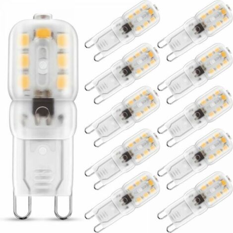 Ampoule LED G9 3W Blanc Chaud 3000K, 230V AC 220lm, Faisceaux Larges à 360°, Culot G9, Lot de 10 [Classe énergétique A+] (1/4)