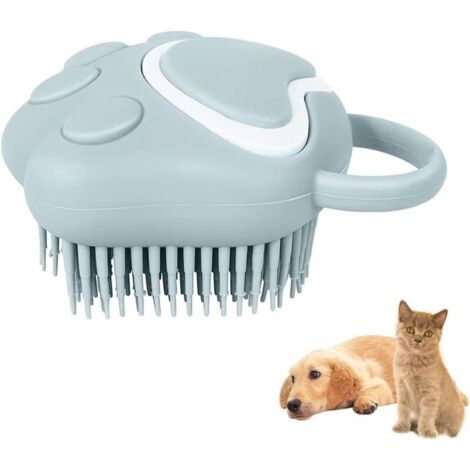 Brosse de Bain pour Chien et Chat en Silicone avec Distributeur de Shampoing et Effet Massage (1/4)
