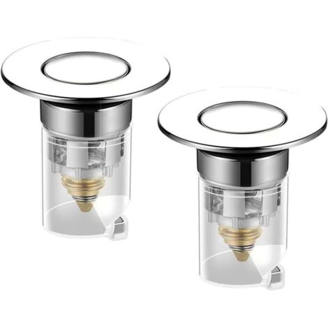 Lot de 2 Bouchons de Lavabo en Acier Inoxydable à Système Push (1/4)