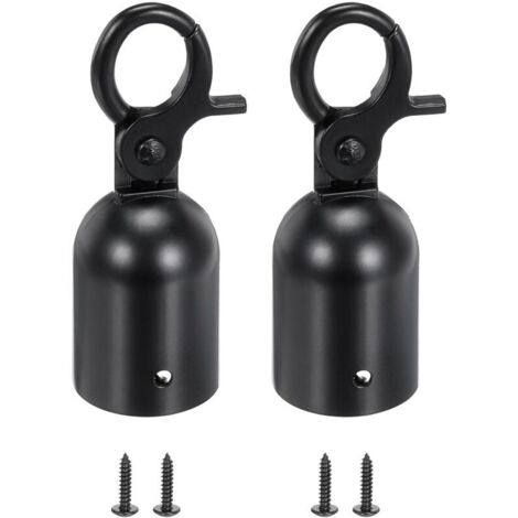 Lot de 2 embouts de corde pour poteau de 2,8 x 8 cm, crochets mousquetons pour barrière de contrôle des foules, séparateur de file d'attente, noir
