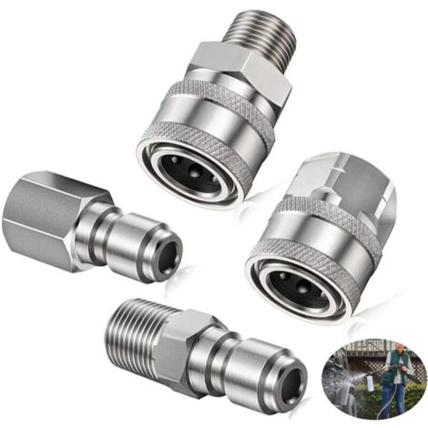 Raccords Haute Pression 1/4 Pouce NPT Femelle – 4 Pièces Rapides Argent (1/4)