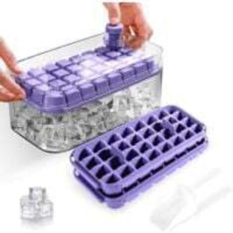 Moule à Glace Alimentaire Sans BPA avec Couvercle – 64 Compartiments Carrés, Démoulage Facile (Violet) Ortviai (1/4)