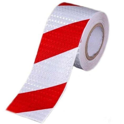Ruban de Signalisation Rouge et Blanc Bande Reflechissante Autocollante Avertissement De La Circulation Nuit De Autocollant Reflechissant Voiture Marquage Sol,5cm x 25m (1/4)