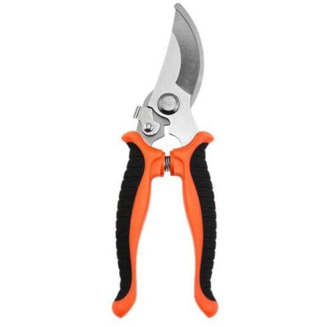 Orange, 2 pièces, sécateur à lame franche, avec poignée pivotante, pour branches et brindilles fraîches, revêtement antiadhésif, lame en acier inoxydable, longueur : 24 cm, (1/4)
