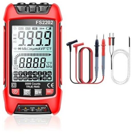 Multimètre Numérique TRMS 9999 Points Mesure Précise AC/DC Tension Courant Résistance Plage Automatique (1/4)