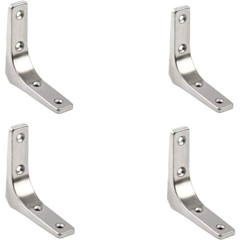Un ensemble de 4 supports, comprenant un support mural flottant en acier inoxydable à 90 degrés et un support d'angle métallique en forme de L (7,5 cm). (1/4)