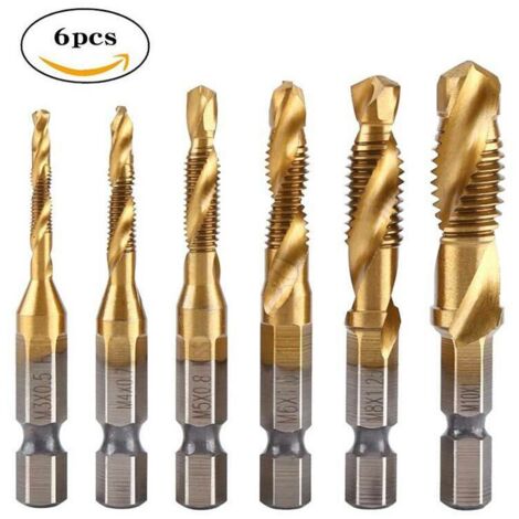 Mèches Fileteuses et Tarauds Combinés 6 Pièces M3 à M10 Outils Précis pour Tous Projets (1/4)