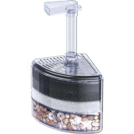 Filtre Éponge d’Angle Silencieux pour Aquarium Jusqu’à 30 Gallons – Idéal pour Bébés Poissons, Crevettes et Betta avec Pierre Naturelle et Anneaux Céramiques Ortviai (1/4)