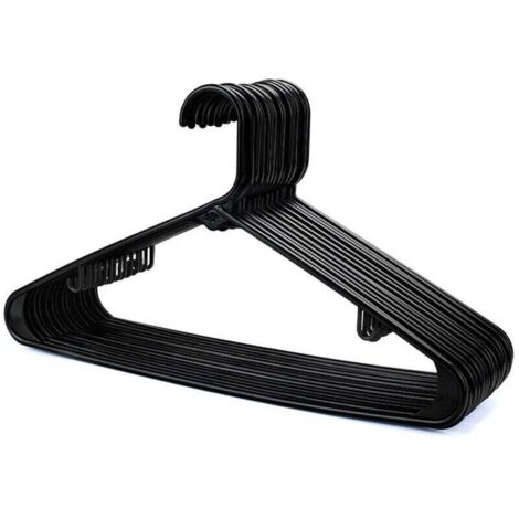 Cintres en Plastique Noir - Lot de 20, Cintres pour Portemanteaux, Armoire et Placard Solides, Cintre Robuste avec Barre Porte-Pantalons et Pinces, Gain de Place, Largeur 40 cm (1/4)