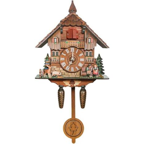 Horloge Murale À Coucou En Bois Style Forêt Européenne Avec Mode Nuit Et Oiseau Chanteur Ortviai