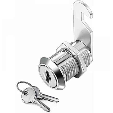 errure Batteuse Cylindre, Verrou de Porte pour Armoire, Serrure Batteuse a Came Barillet pour Boite aux Lettres Tiroir, 30mm (1/4)