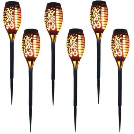 Lampe Solaire 12 LED 54 cm pour Jardin Extérieur avec Lumière Vacillante - Lot de 6