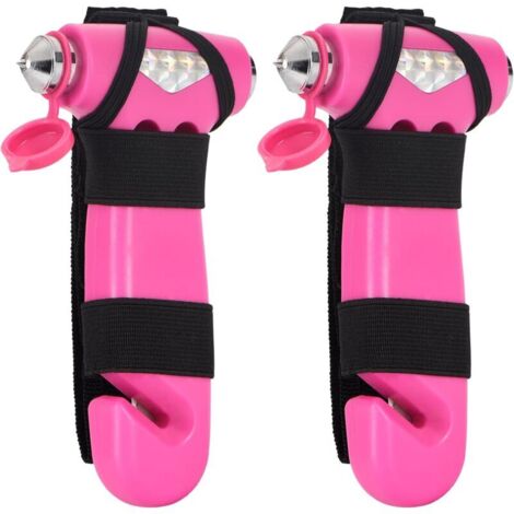 Lot de 2 Marteaux de Sécurité Voiture Rose avec Brise-Glace et Coupe-Ceinture (1/4)