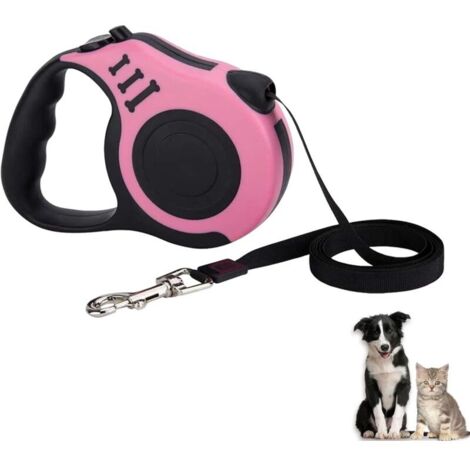 Laisse Rétractable 5 m pour Chiens Petits Moyens et Grands Rose