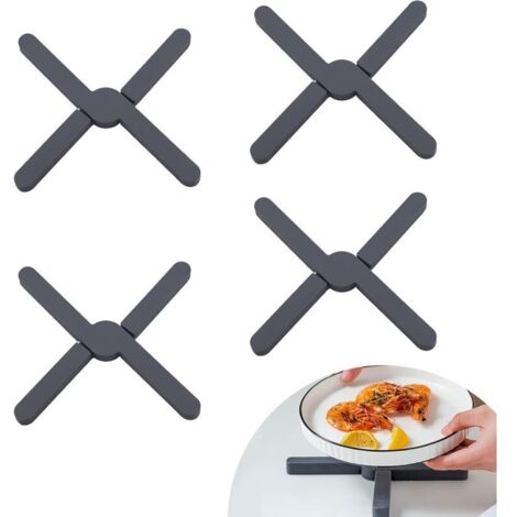 Sous-Plats en Silicone 20 cm Anti-Chaleur et Dérapants Épais 1,3 cm Noir Set de 4 (1/4)