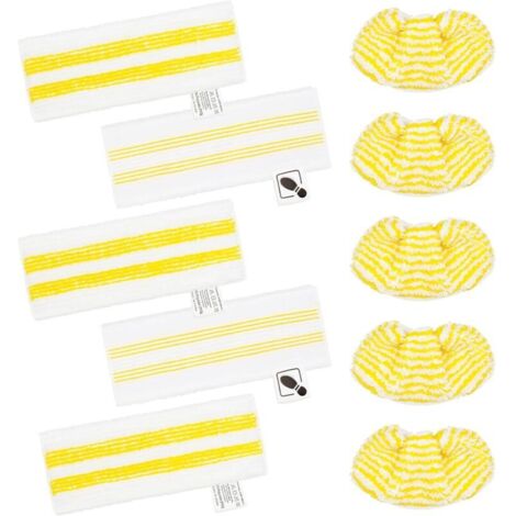 Lot de 10 Chiffons Microfibre pour Nettoyeurs Vapeur – 5 Buses Sol et 5 Buses Manuelles (1/4)
