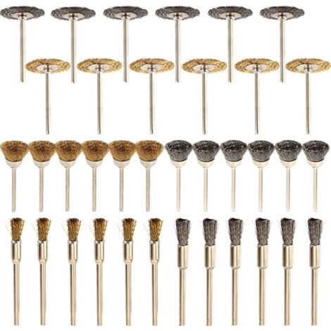 Brosse en Laiton 36 Pièces pour Polissage Nettoyage Fil Métallique Rotatif Perceuse Compatible (1/4)