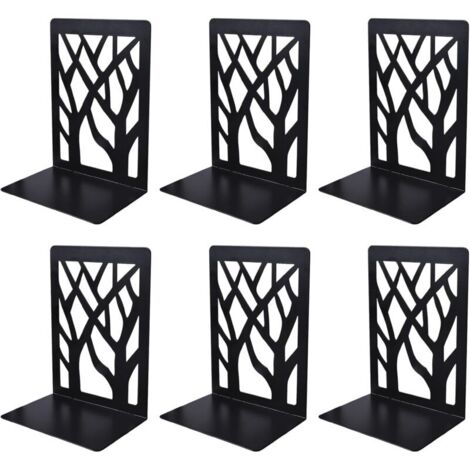 3 Paires Serre-Livres Métal Noir pour Étagères Bureau École Maison Librairie (1/4)