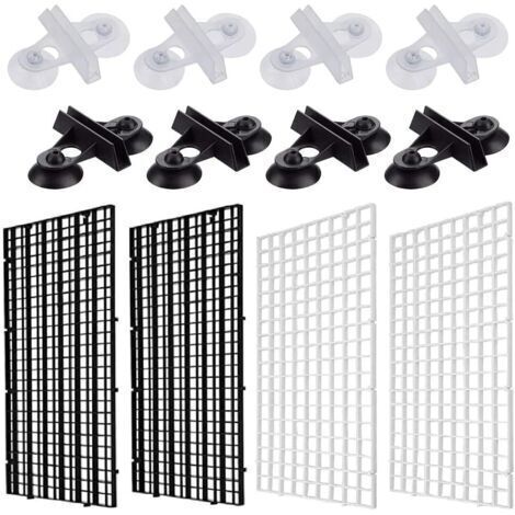 Grille d’aquarium, séparateur d’aquarium en plastique, 4 pièces, avec 8 pinces à ventouse, pour séparer différents poissons dans un réservoir (1/4)