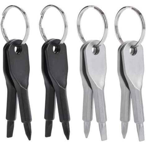 Clés de Tournevis de Poche 8 Pièces en Acier Précision, Têtes Plate et Cruciforme, Noir Argent (1/4)