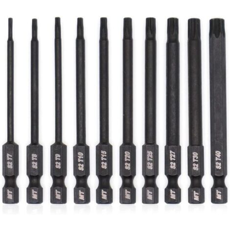 Jeu 10 Embouts Torx 8 cm pour Tournevis Perceuse et Clé à Chocs Traitement Thermique Phosphaté (1/4)