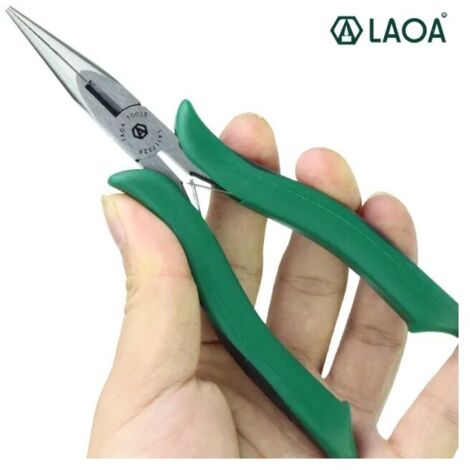 Mini Pince à Bec Long Plat et Ronde Sans Dents pour Électronique Précision (1/4)