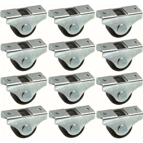 12 Roulettes Universelles 25 mm Noires pour Meubles Lit Chariot Poubelle Rangement (1/2)