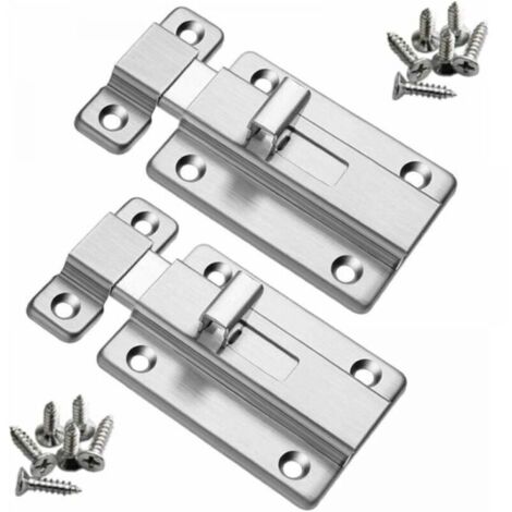 Lot de 2 serrures de porte en acier inoxydable avec pêne à vis pour portes intérieures, salle de bain, chambre à coucher, 5,1 cm (1/4)